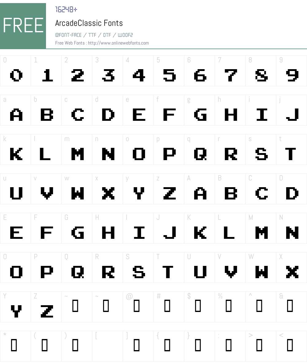 ArcadeClassic Font Screenshots