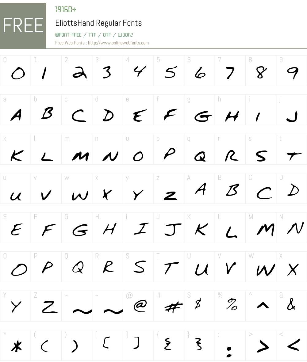 EliottsHand Font Screenshots