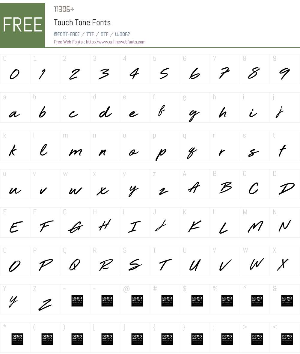 Touch Count Font Touch Tone - Demo 1.000 Fonts Free Download - OnlineWebFonts.COM