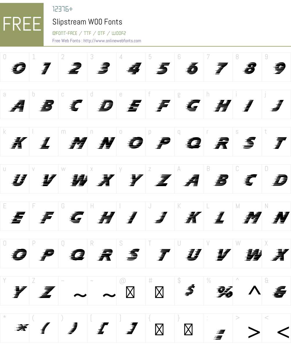 SlipstreamW00 Font Screenshots