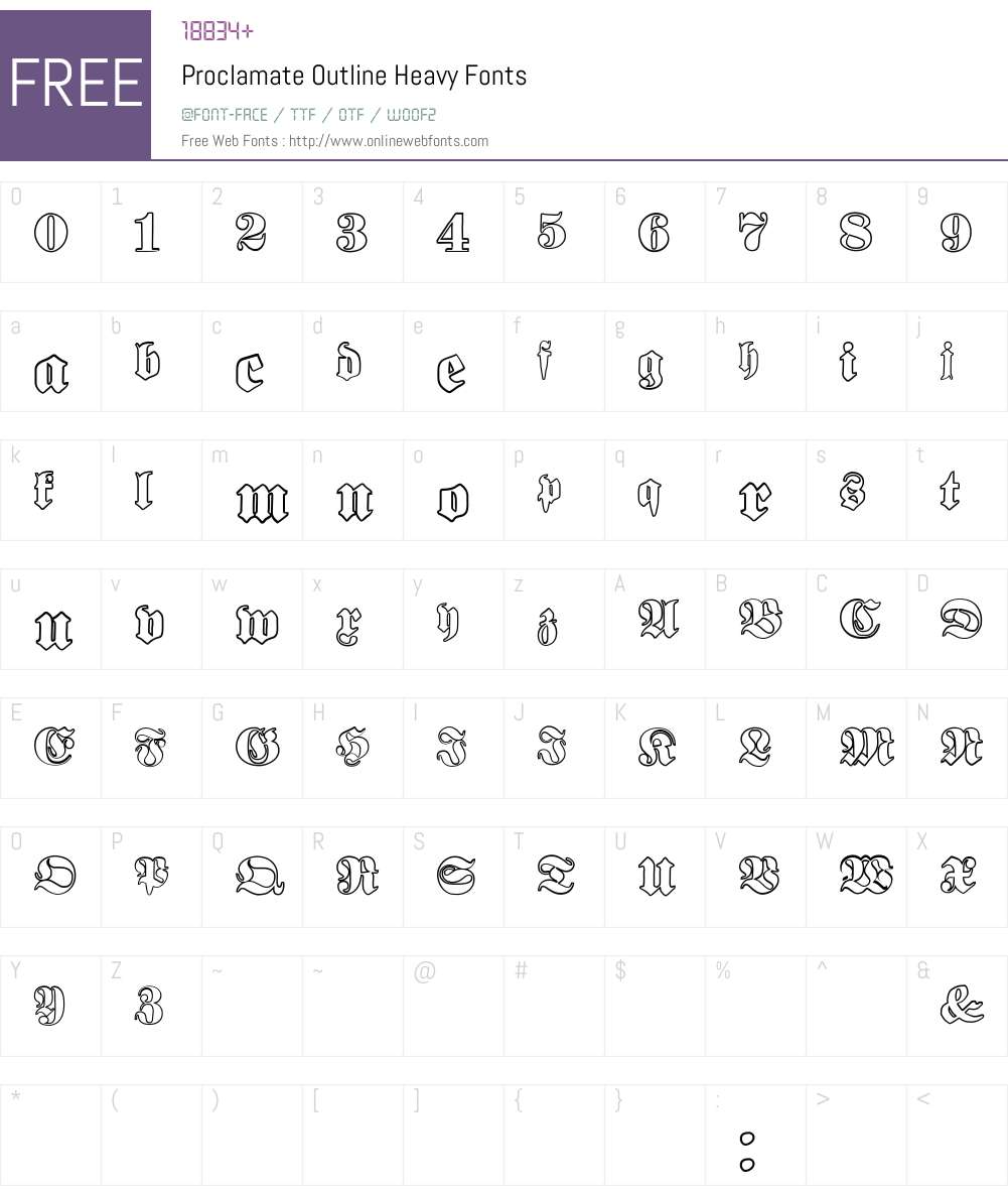 Proclamate Outline Font Screenshots