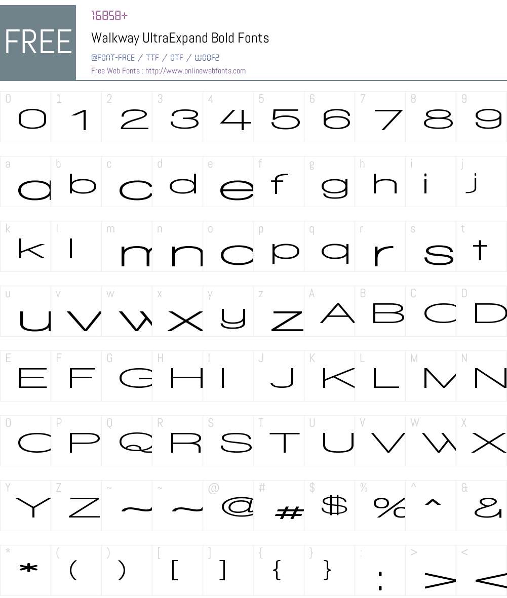 Walkway UltraExpand Bold Font Screenshots