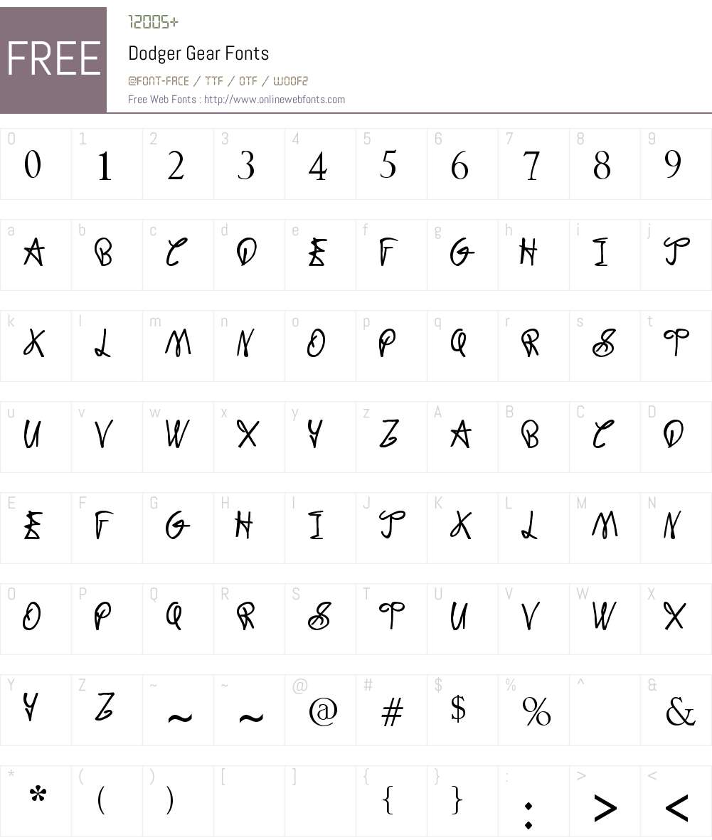 Dodger Gear Font Screenshots