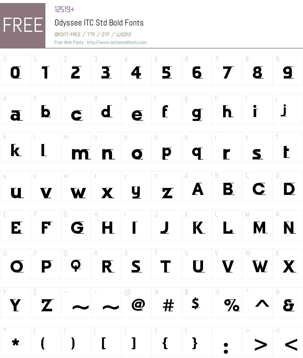 Odyssee ITC Std Font Screenshots