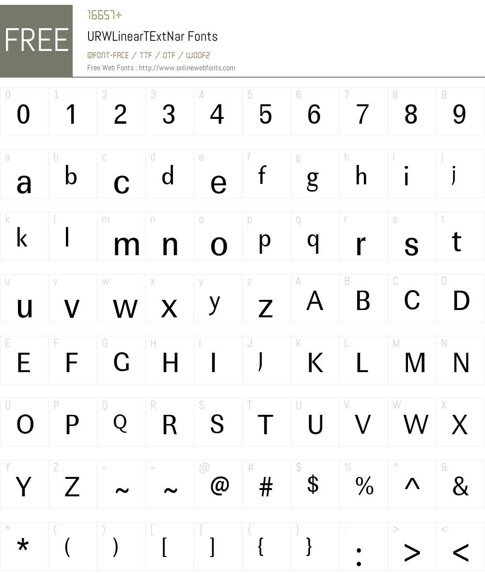 URWLinearTExtNar Font Screenshots