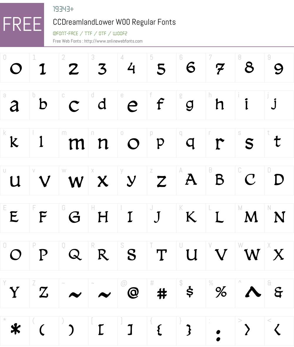CCDreamlandLowerW00-Rg Font Screenshots