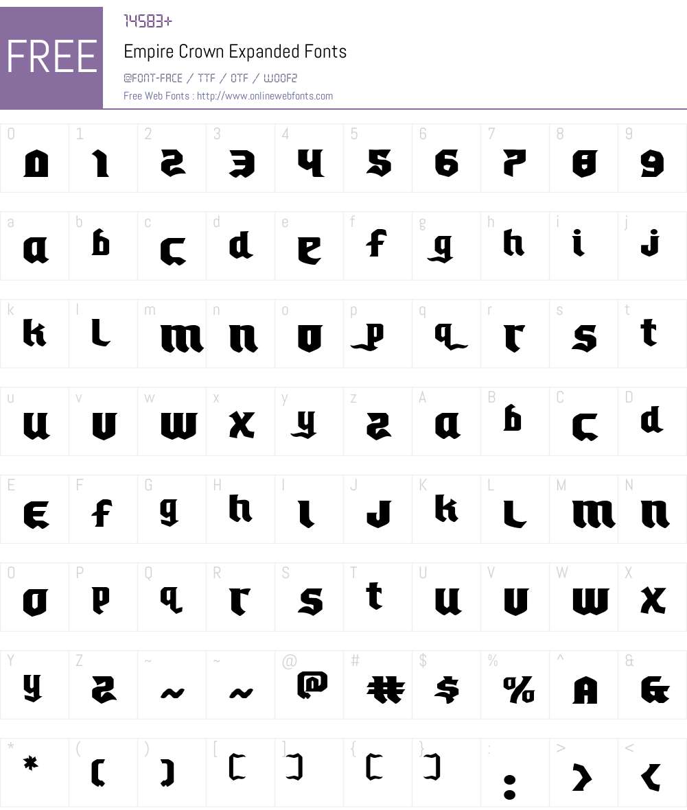 Empire Crown Expanded Font Screenshots