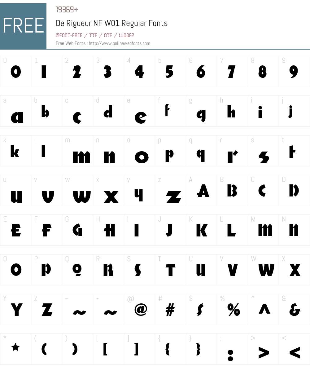 DeRigueurNFW01-Regular Font Screenshots