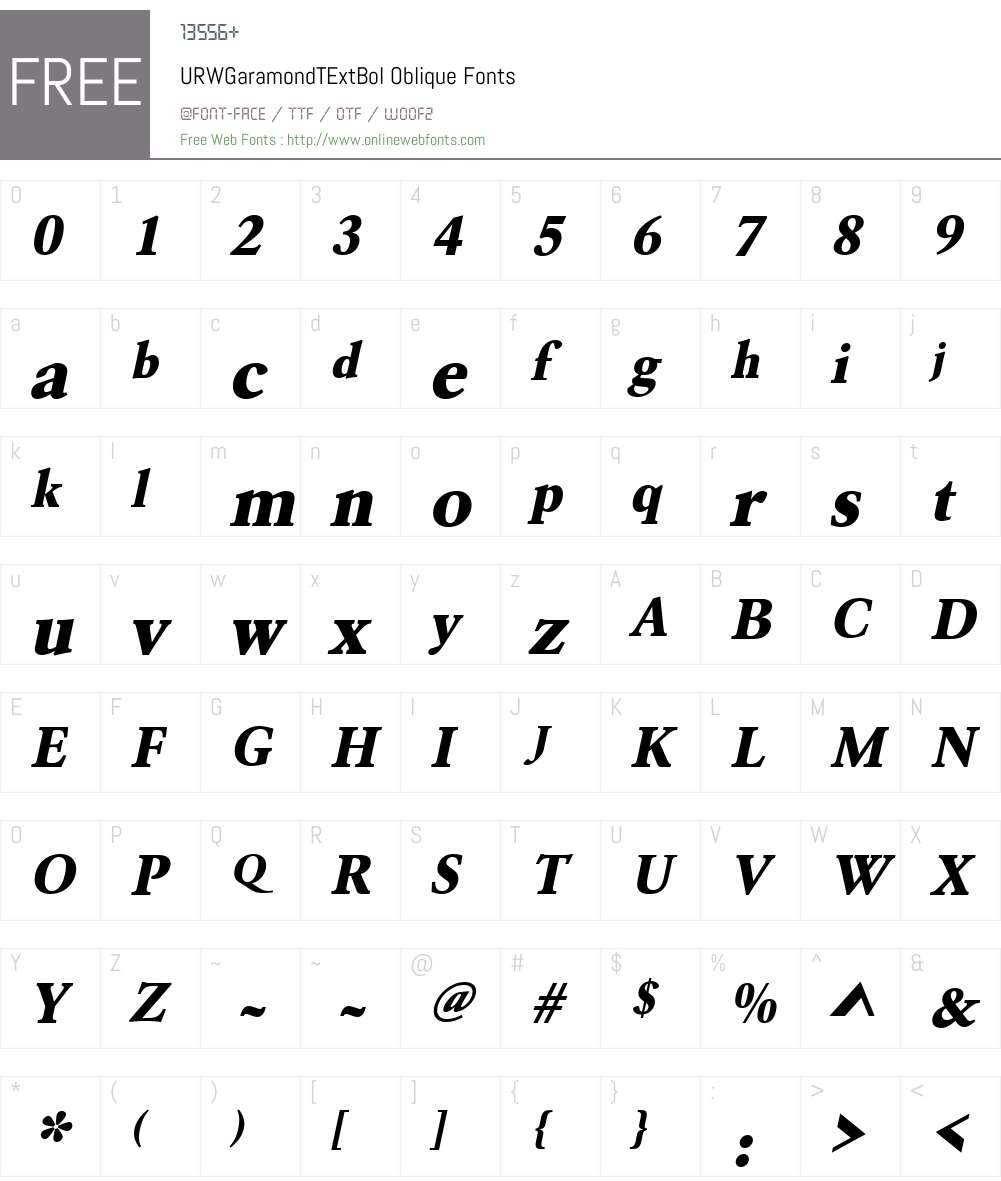 URWGaramondTExtBol Font Screenshots