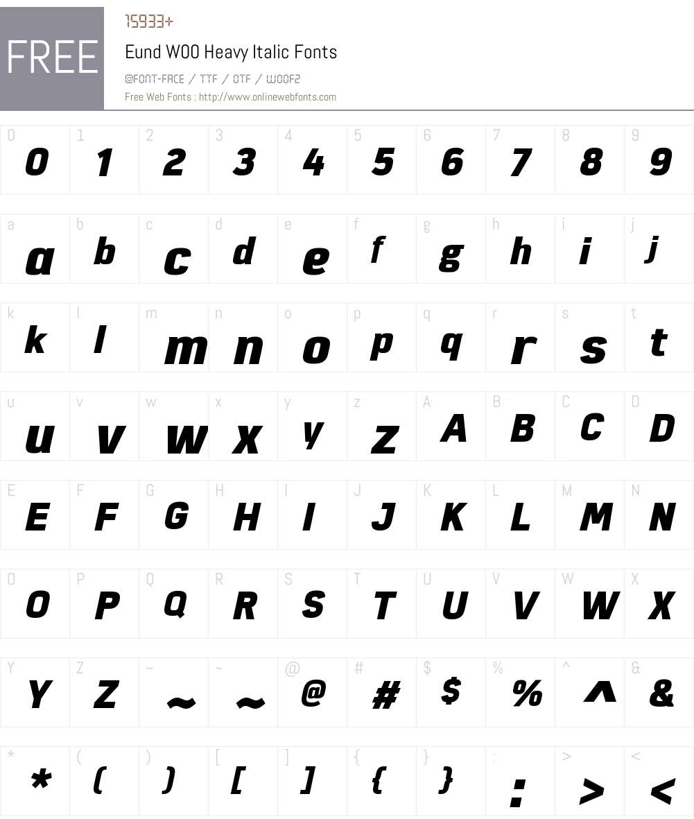 EundW00-HeavyItalic Font Screenshots