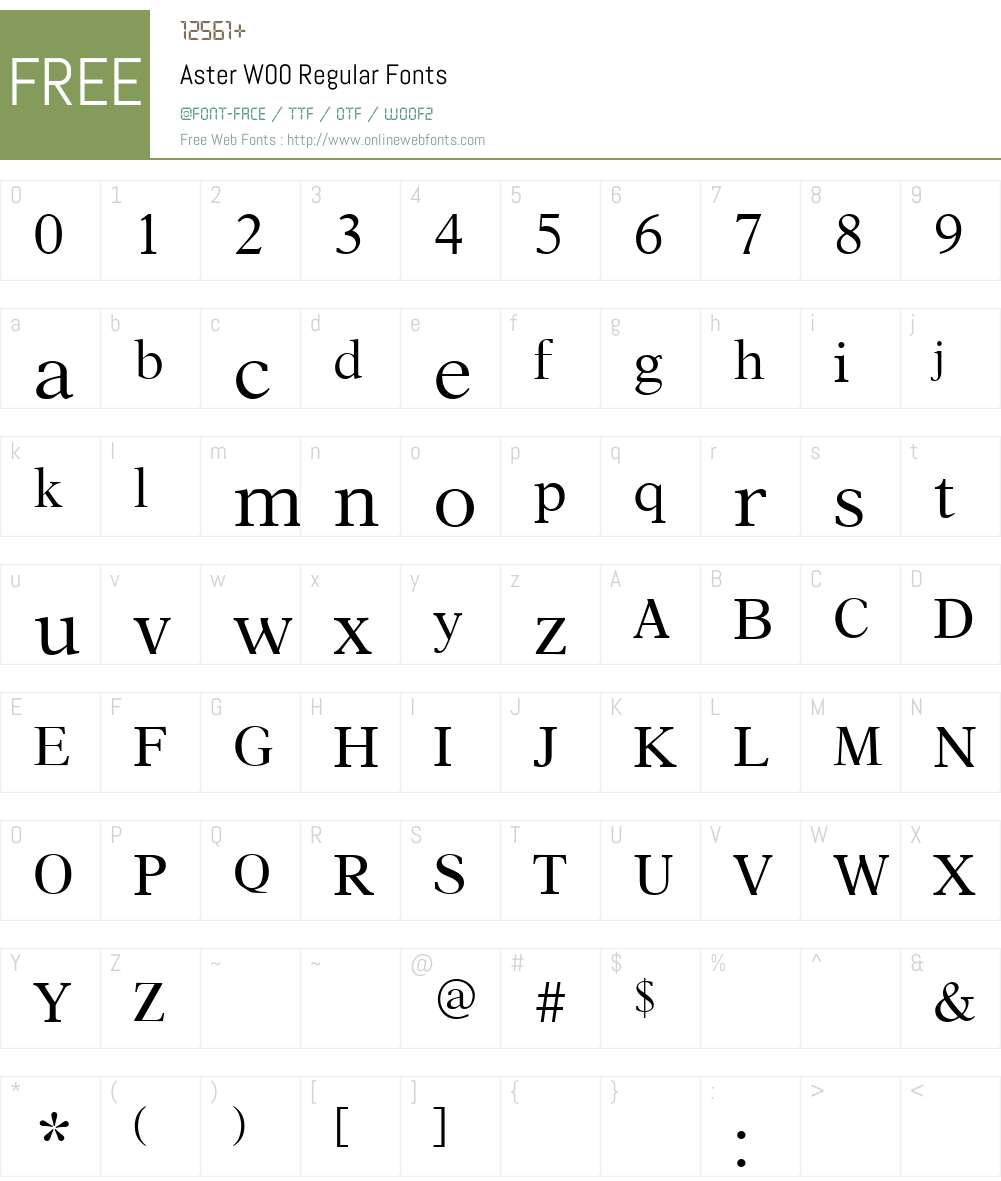 AsterW00-Regular Font Screenshots