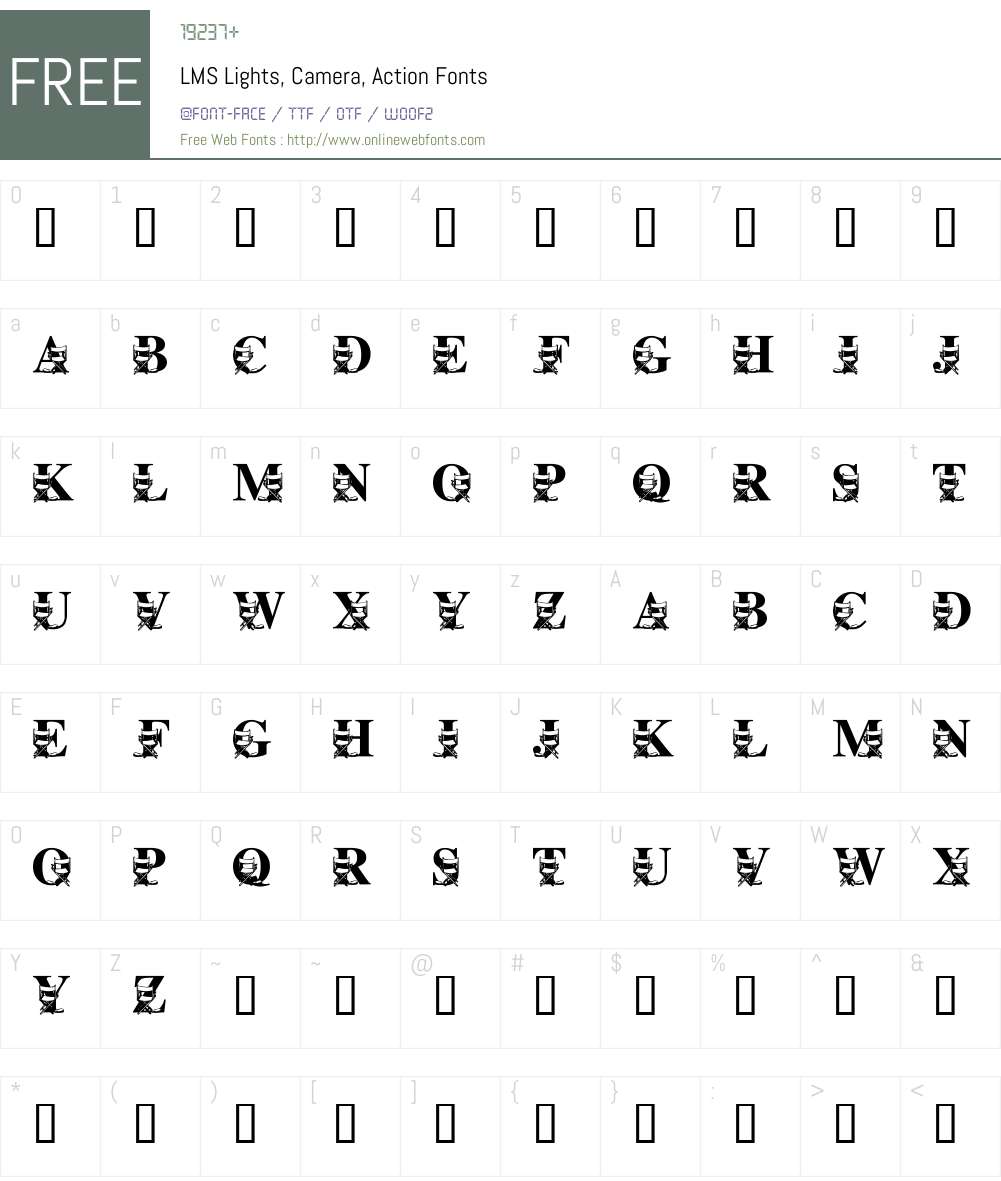 LMS Lights, Camera, Action Font Screenshots