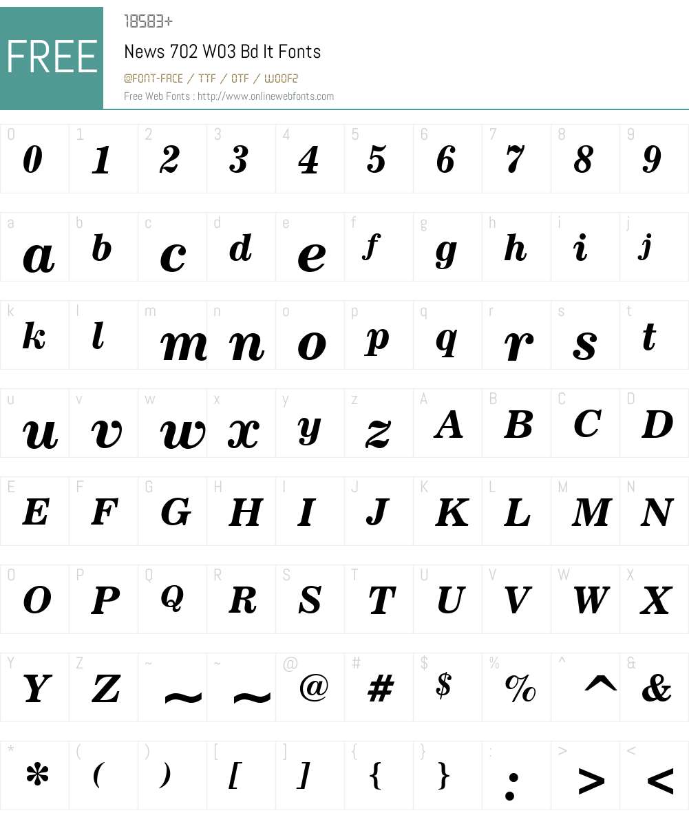 News 702 Font Screenshots