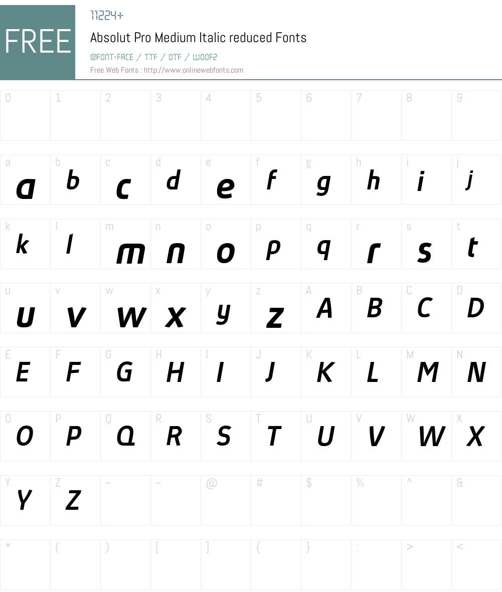 Absolut Pro reduced Font Screenshots
