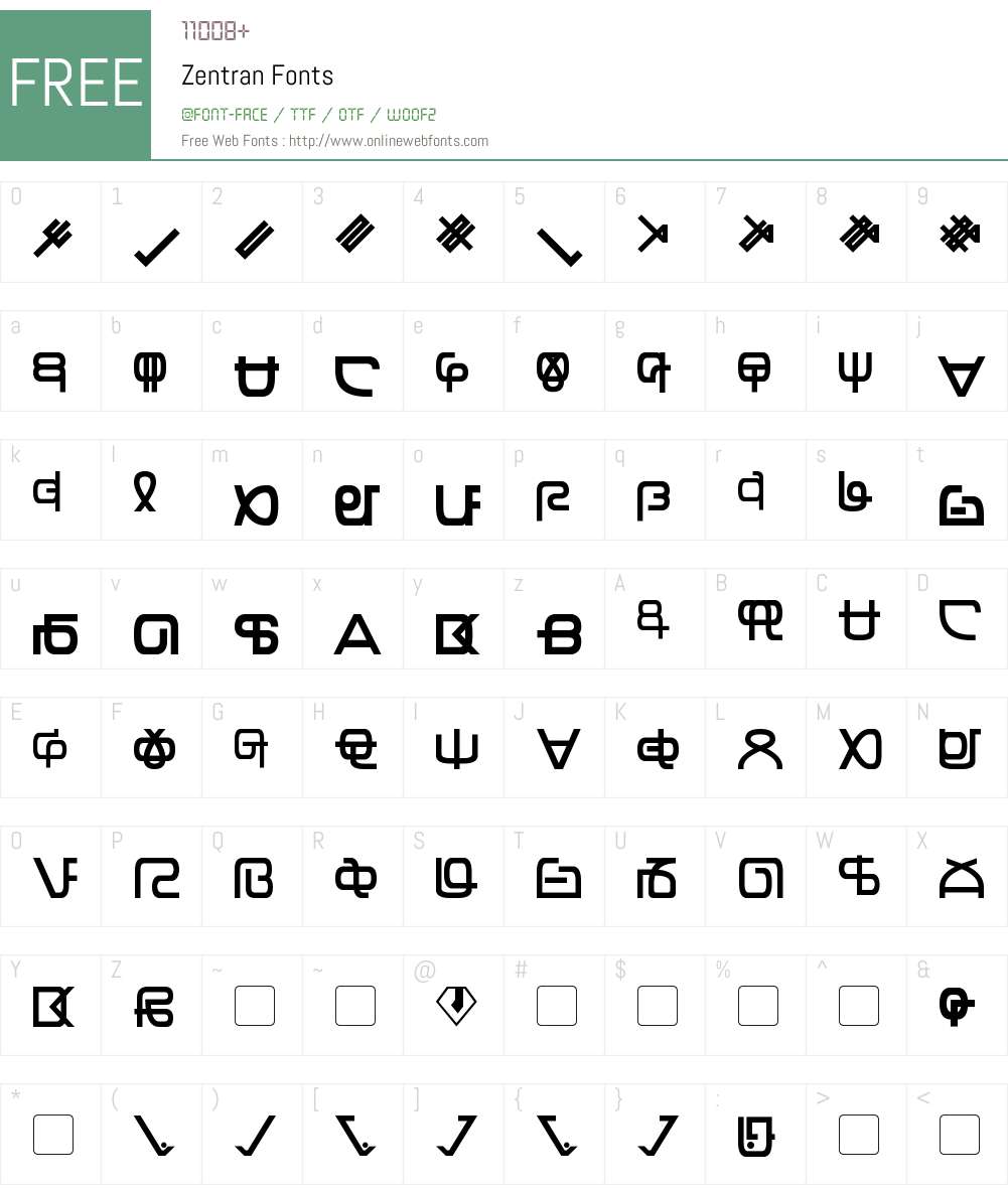 Zentran Font Screenshots