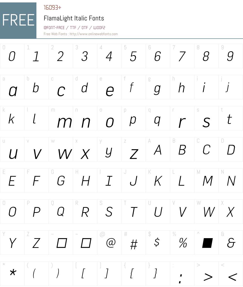 FlamaLight Font Screenshots