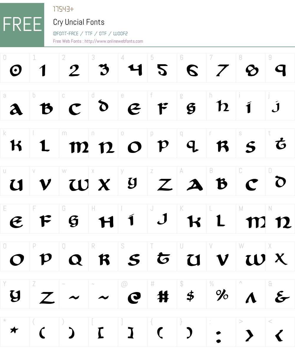 Cry Uncial Font Screenshots