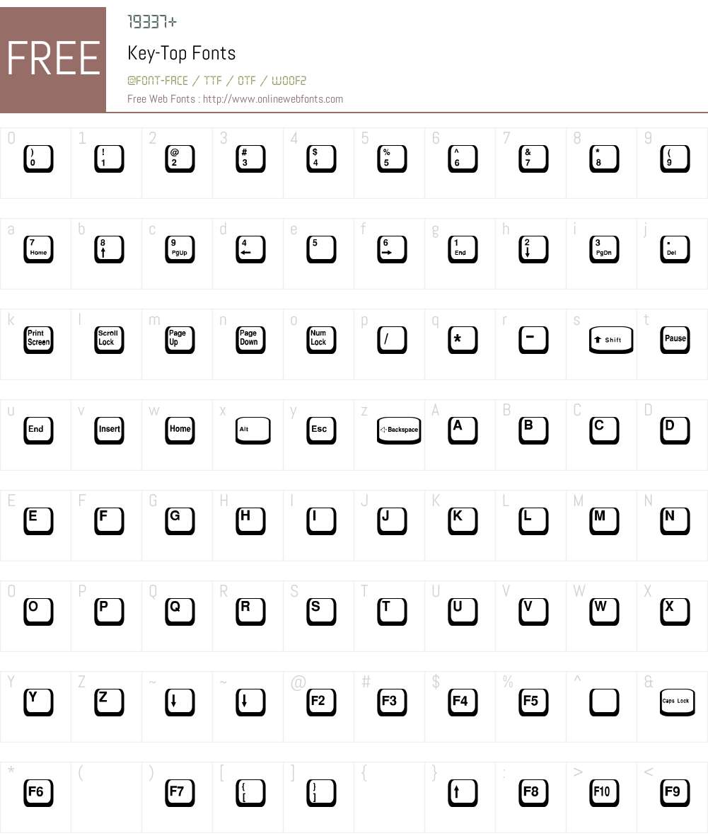 Key-Top Font Screenshots