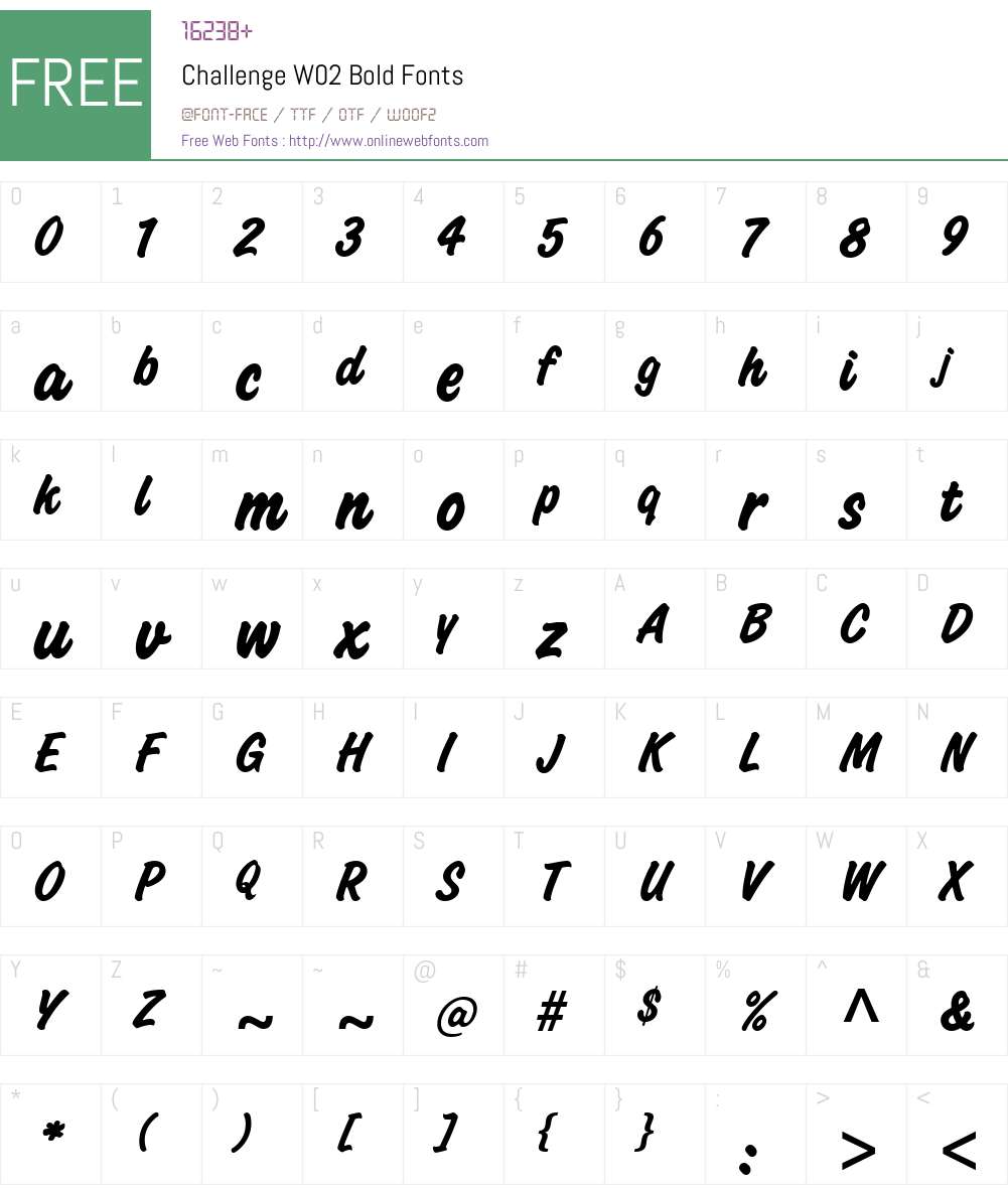 Challenge Font Screenshots