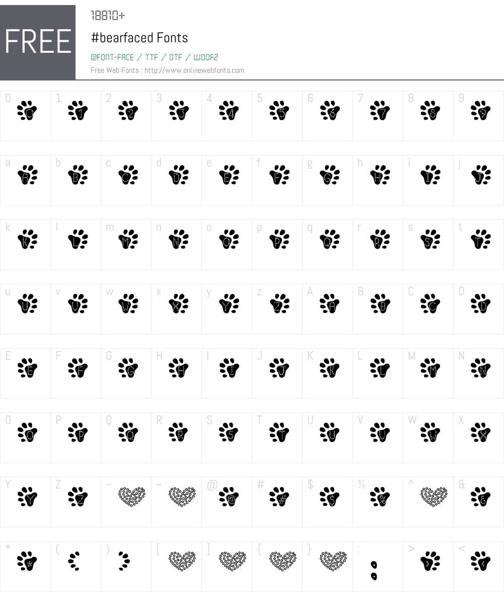 #bearfaced Font Screenshots