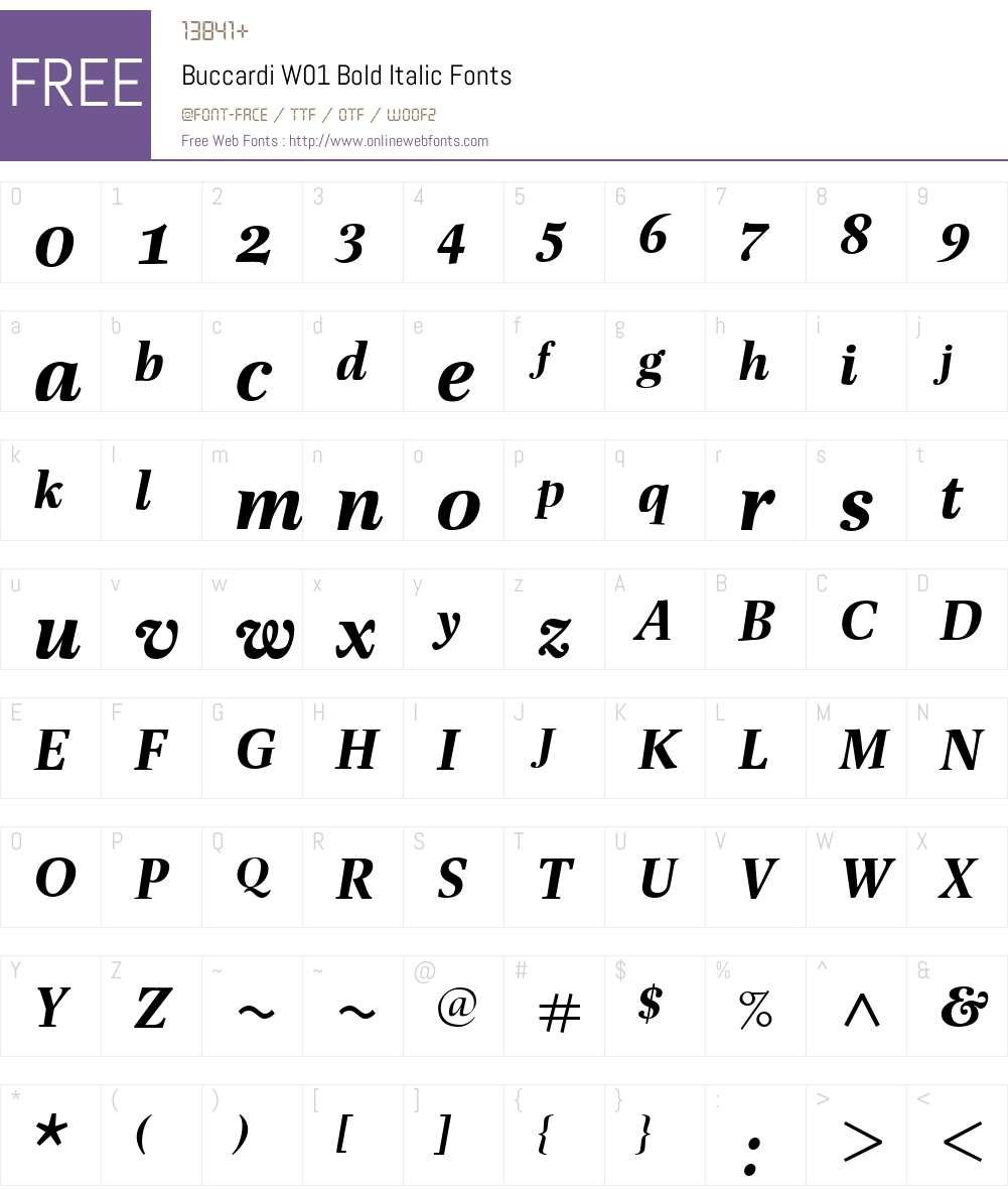 BuccardiW01-BoldItalic Font Screenshots
