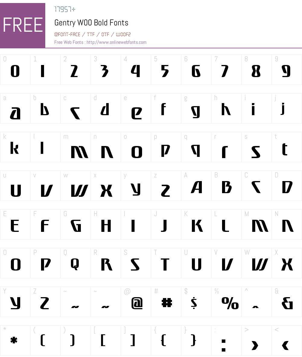 GentryW00-Bold Font Screenshots