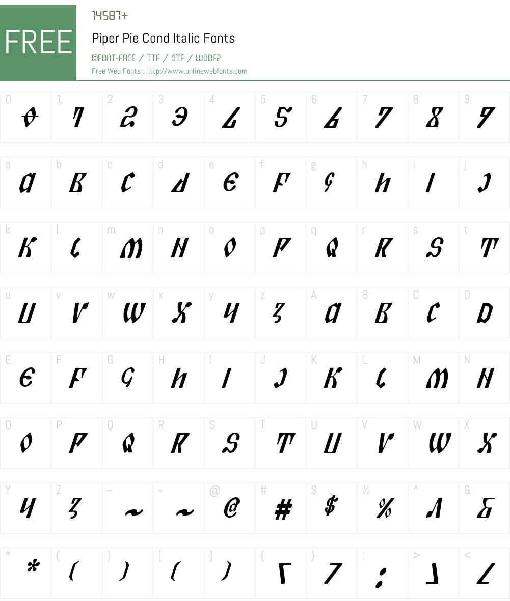 Piper Pie Cond Italic Font Screenshots