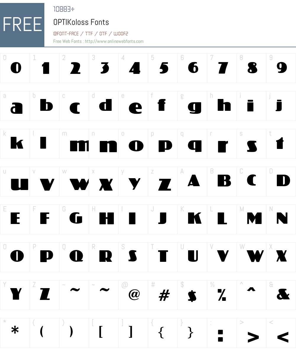 OPTIKoloss Font Screenshots