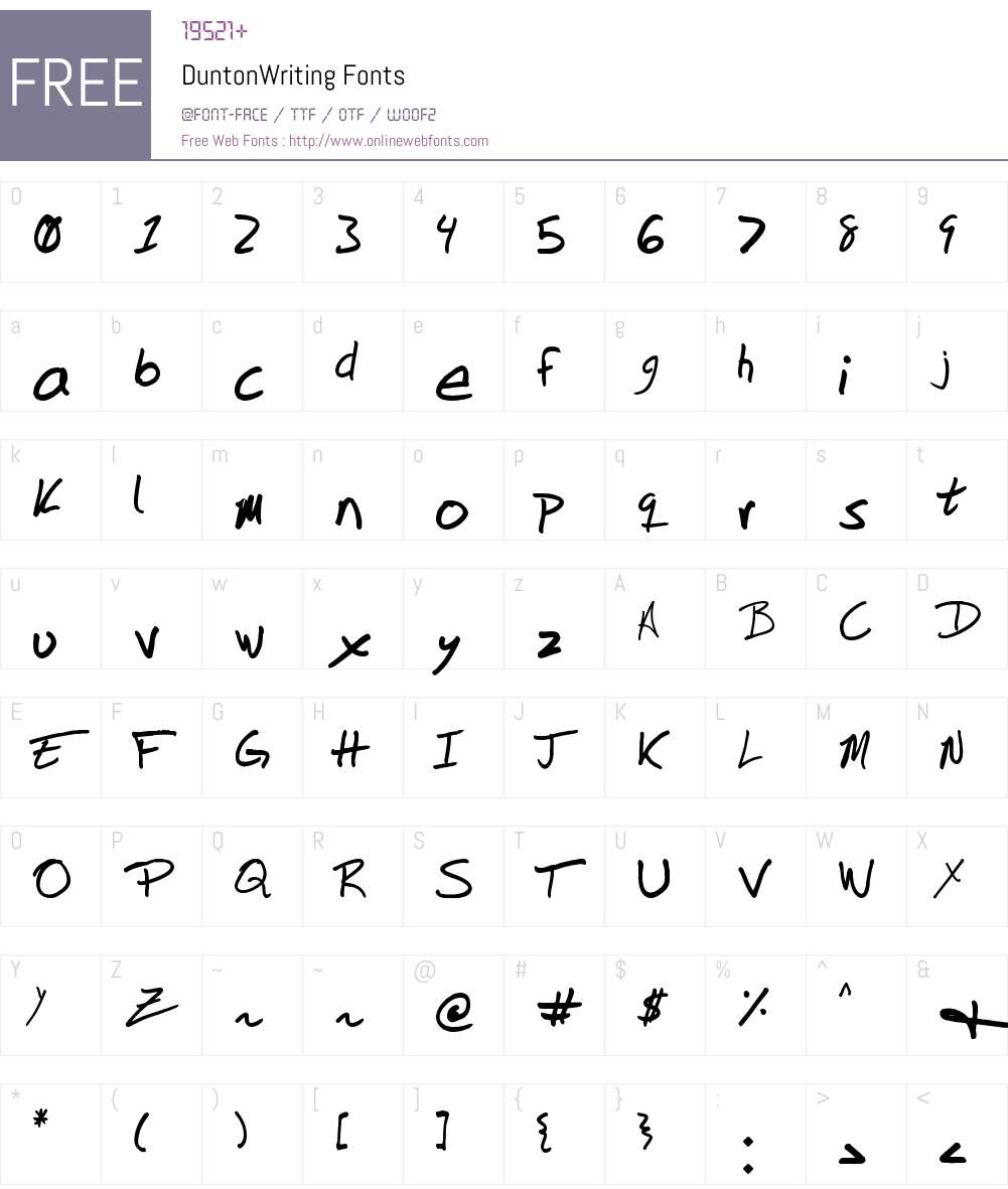 DuntonWriting Font Screenshots