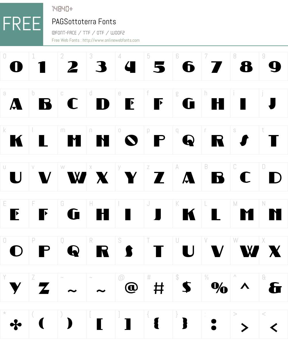 PAGSottoterra Font Screenshots
