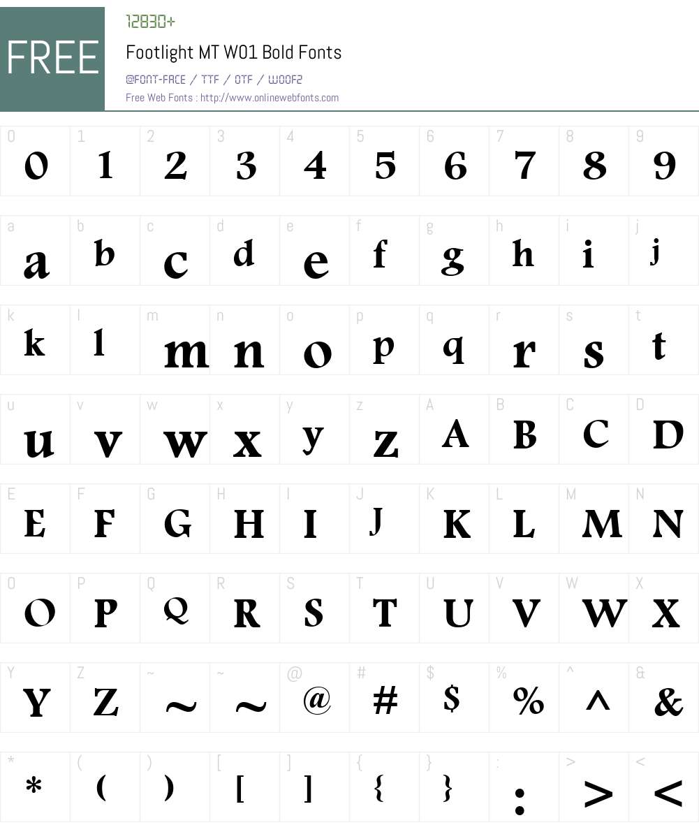 FootlightMTW01-Bold Font Screenshots