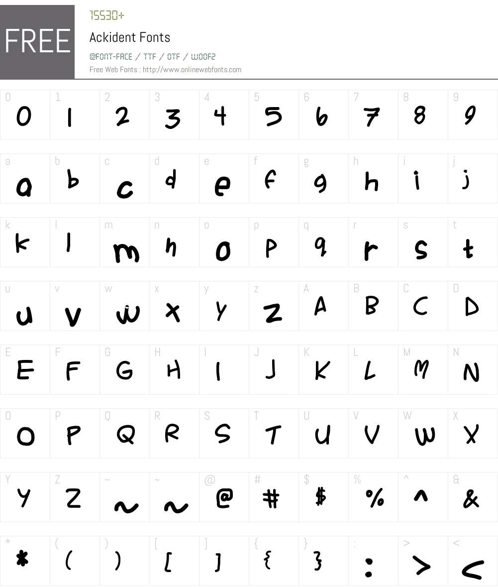 Ackident Font Screenshots
