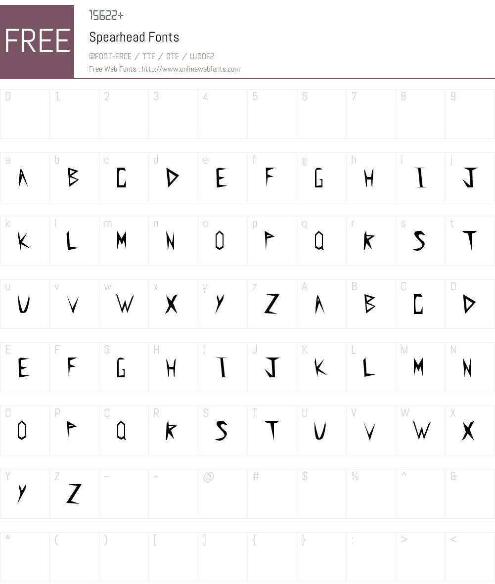 Spearhead Font Screenshots