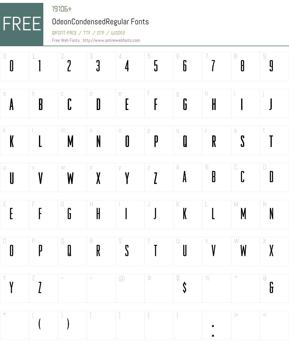 OdeonCondensedRegular Font Screenshots