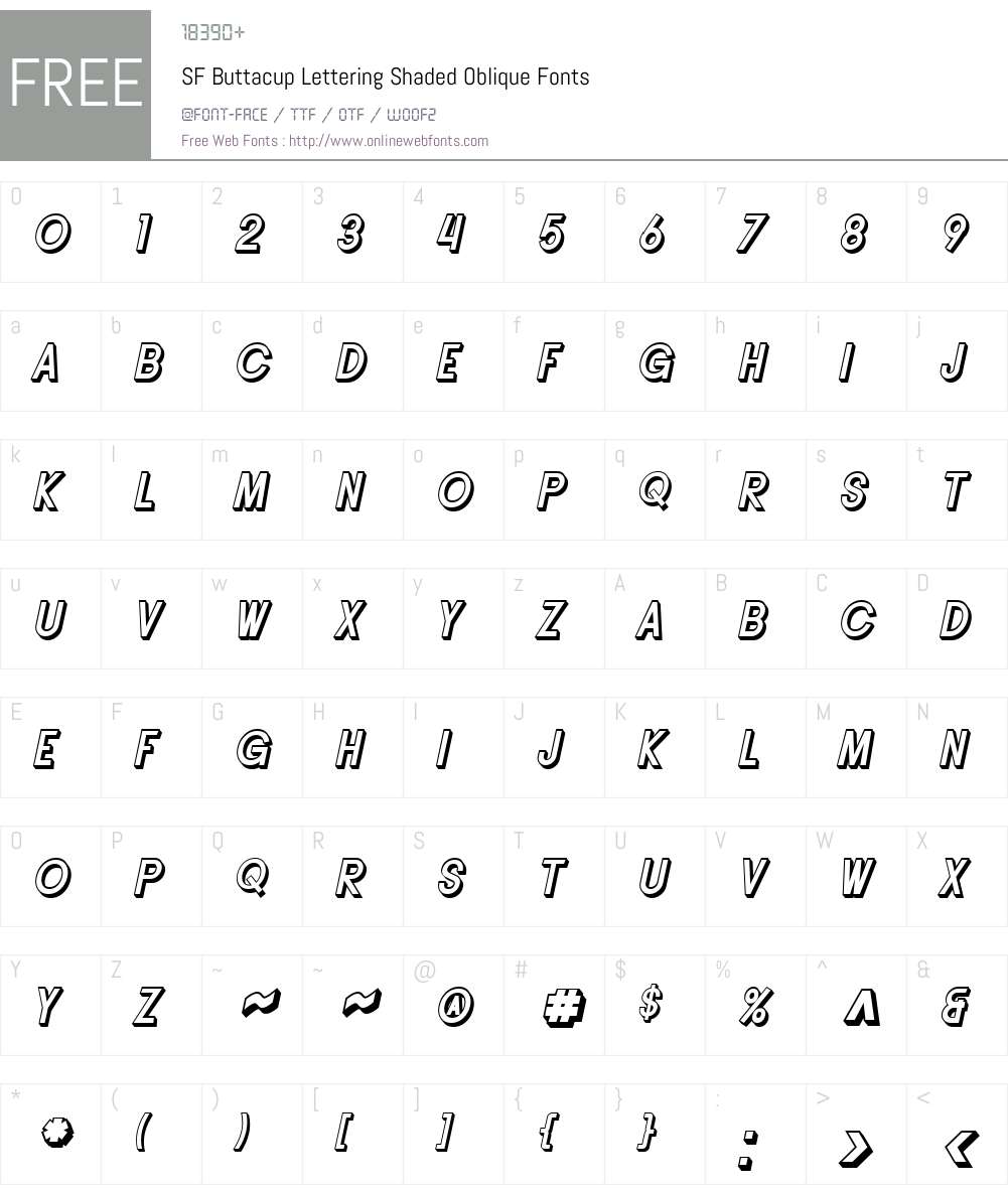 SF Buttacup Lettering Shaded Font Screenshots