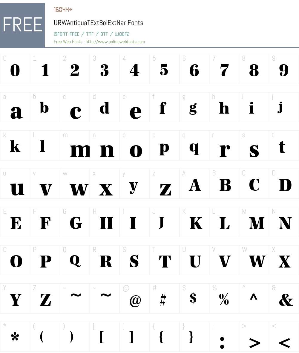 URWAntiquaTExtBolExtNar Font Screenshots