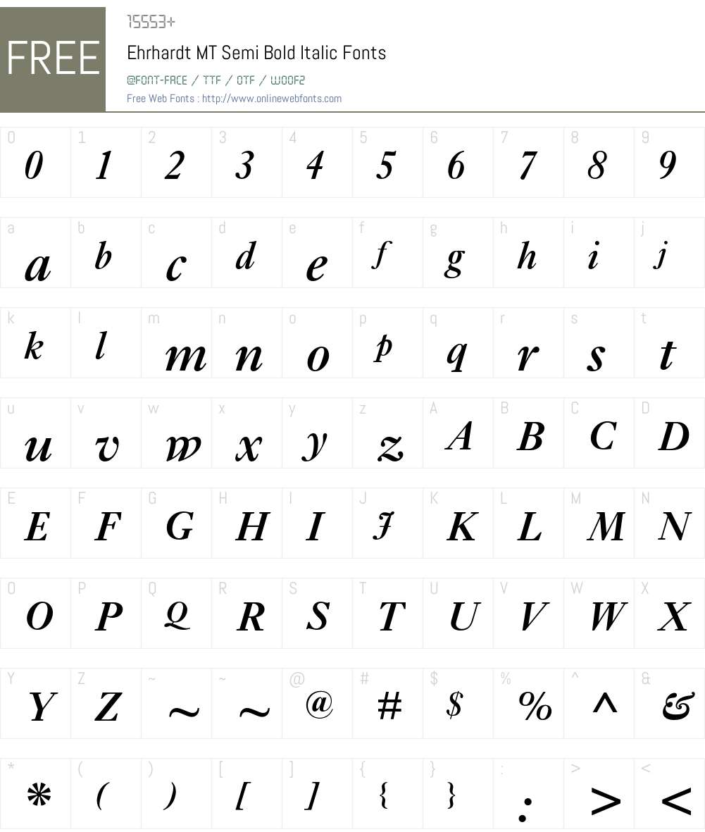 Ehrhardt MT Font Screenshots