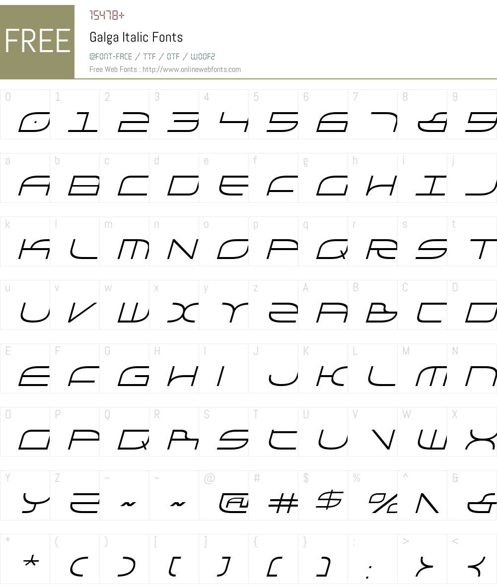 Galga Italic Font Screenshots
