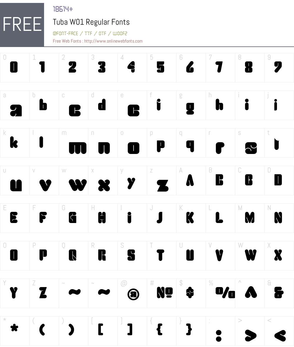 TubaW01-Regular Font Screenshots
