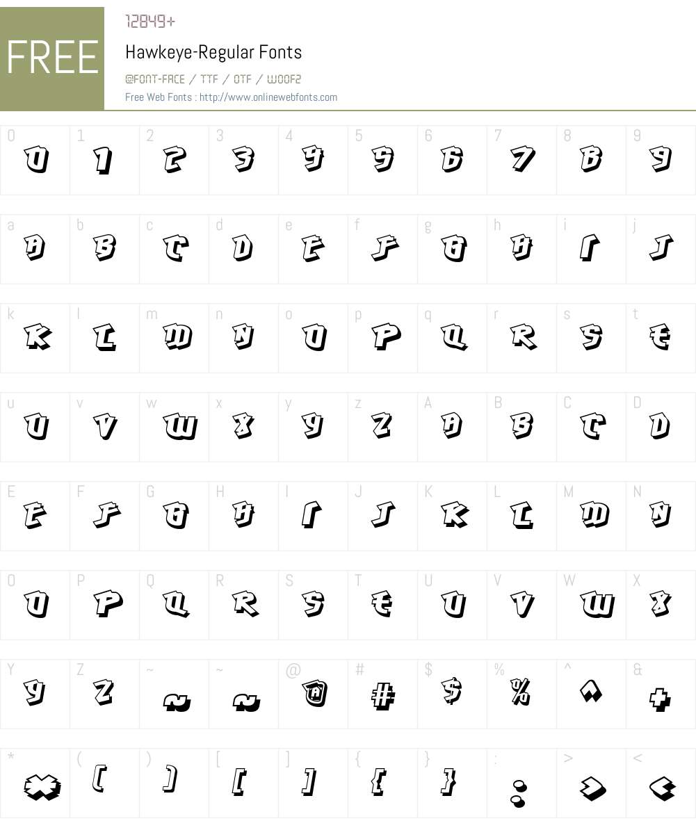 Hawkeye Font Screenshots