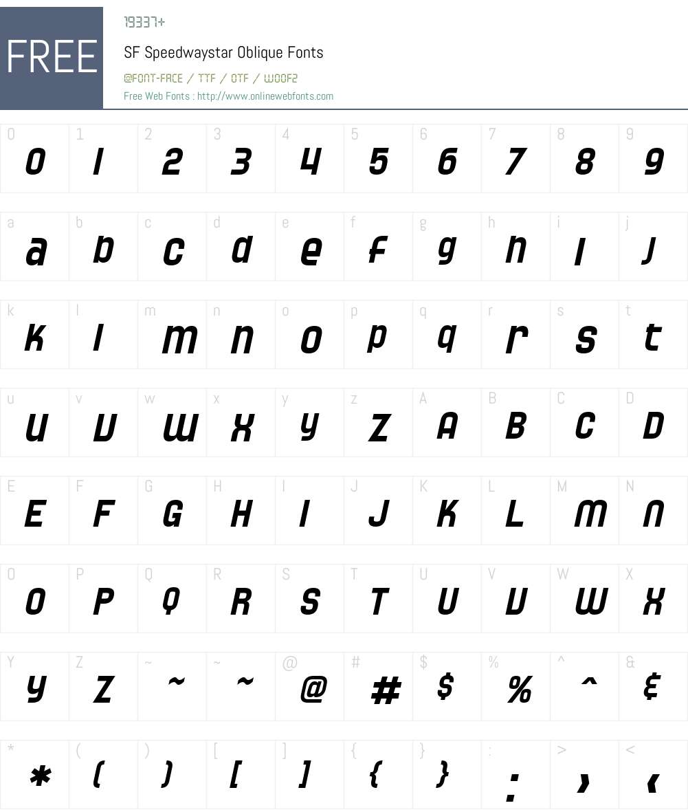 SF Speedwaystar Font Screenshots