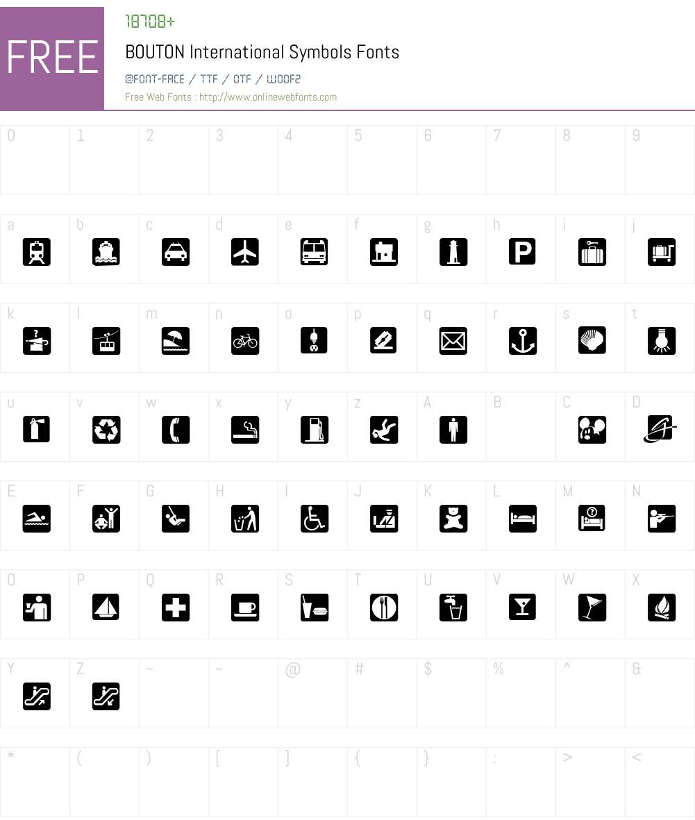 BOUTON International Symbols Font Screenshots