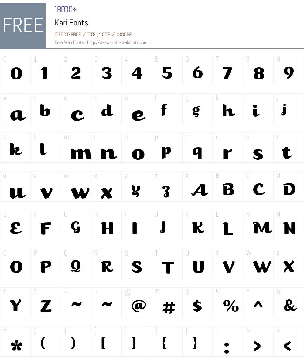 Kari Font Screenshots