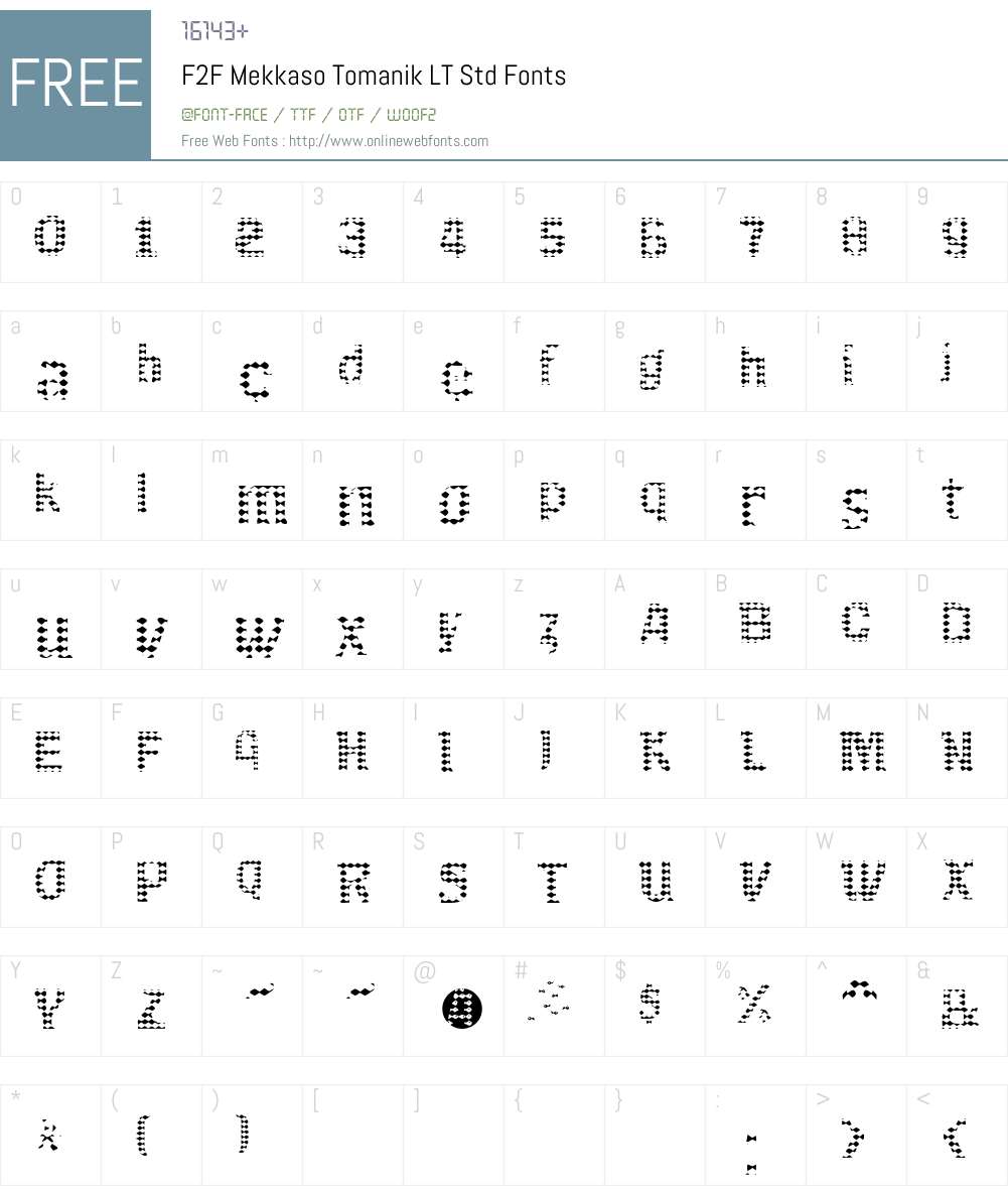 F2F Mekkaso Tomanik LT Std Font Screenshots