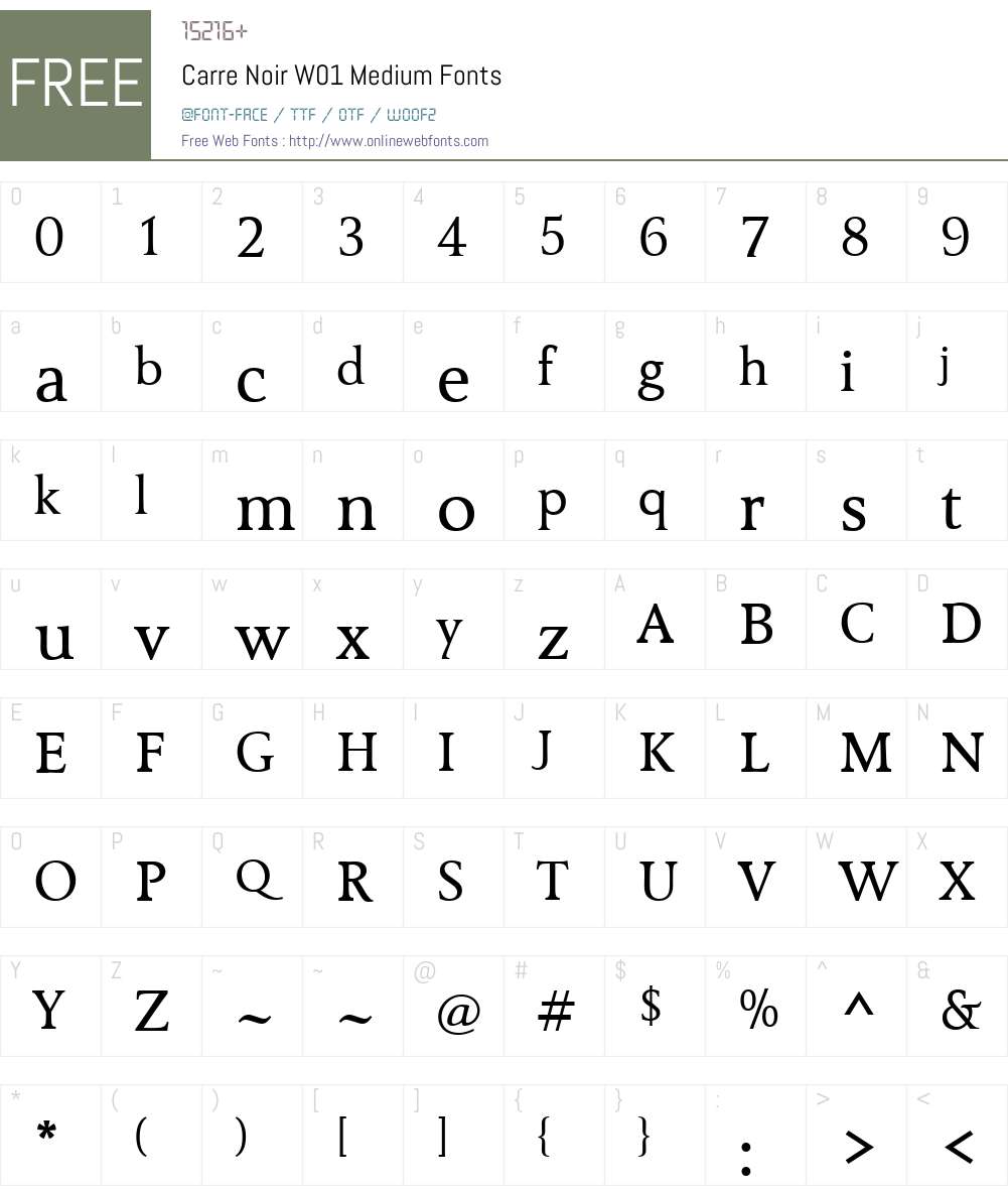 CarreNoirW01-Medium Font Screenshots
