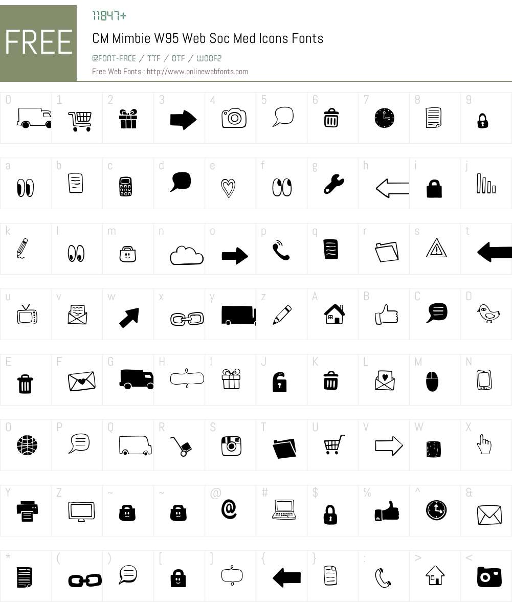 CMMimbieW95-WebSocMedIcons Font Screenshots