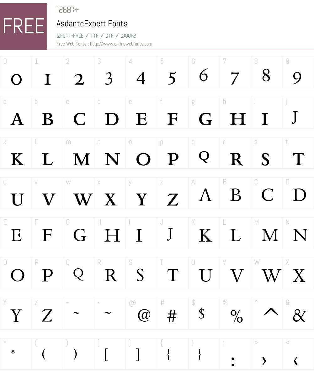 AsdanteExpert Font Screenshots