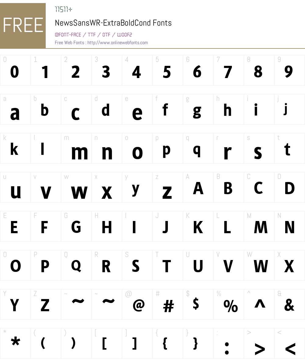 NewsSansWR-ExtraBoldCond Font Screenshots