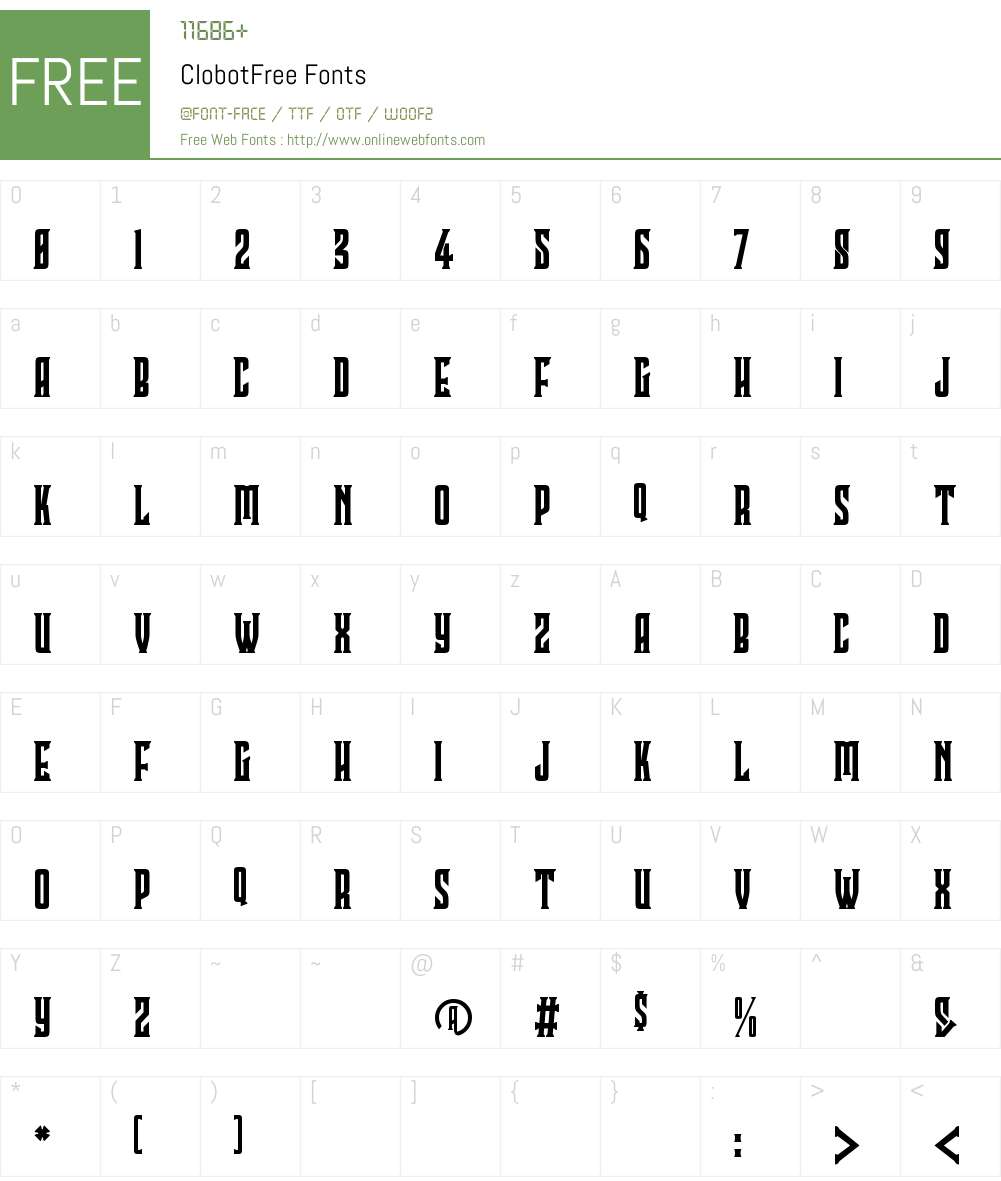Clobot Free Font Screenshots