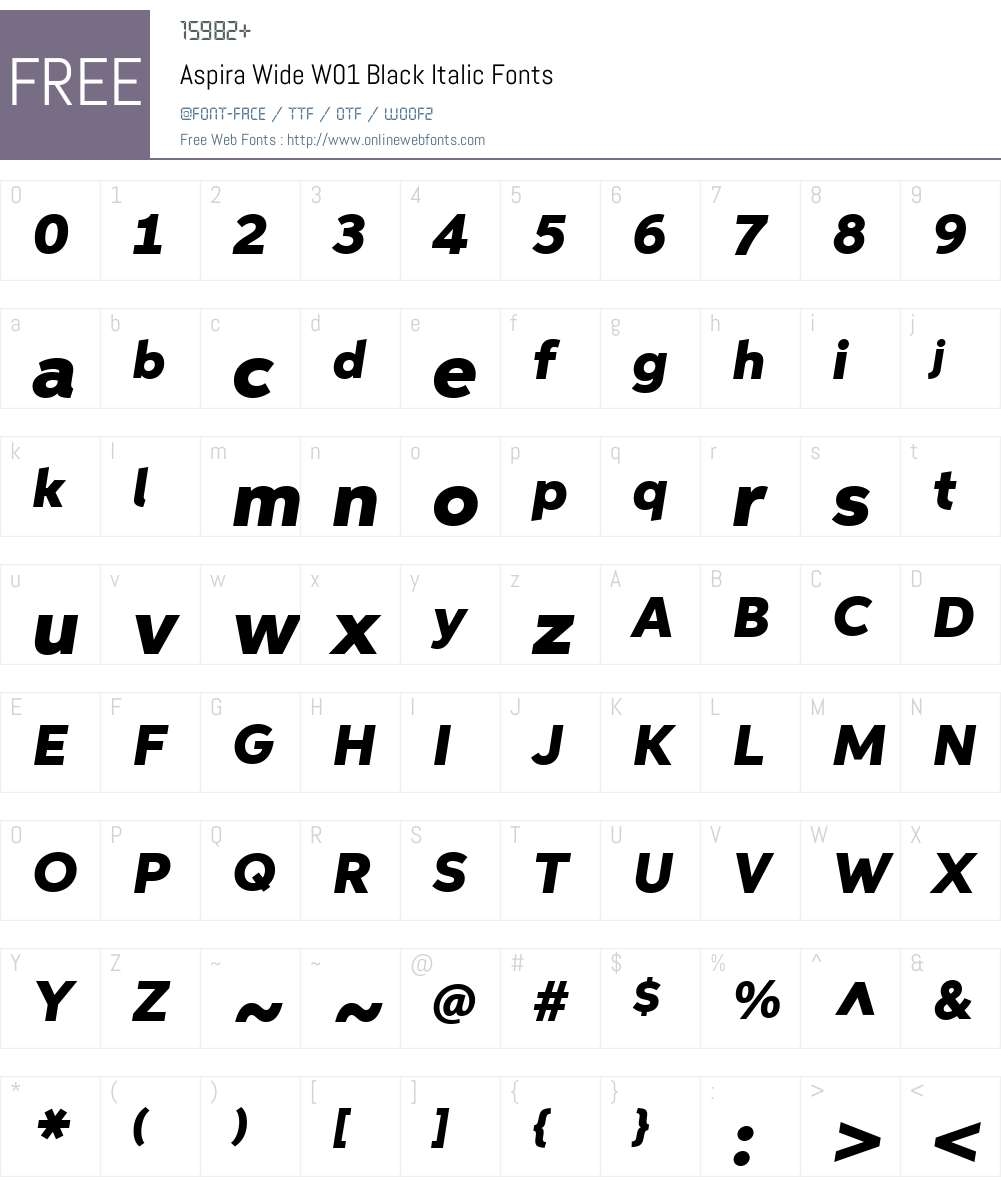 AspiraWideW01-BlackItalic Font Screenshots